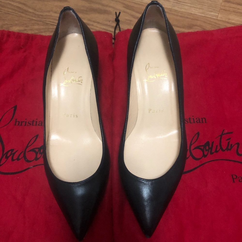 Christian Louboutin Black Leather Wedge Pumps